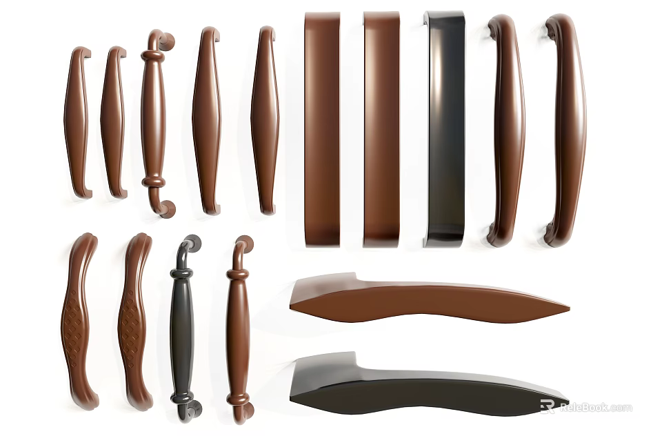 Various Door Handles With Different Shapes And Styles For Home Decor 3d model 