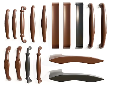 Various Door Handles With Different Shapes And Styles For Home Decor 3d model