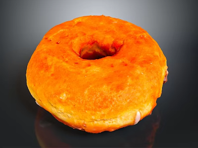 Freshly Made Orange Glazed Donut With Shiny Surface And Central Hole 3d model