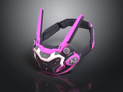 Modern Pink And Black VR Headset With Ergonomic Cushioned Straps Adjustable Design And Tech Features 3d model