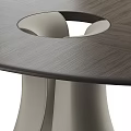 Round Modern Dining Table With Dark Wooden Tabletop And Light Colored Legs 3d model
