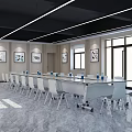 Modern Conference Room Interior With Long Table White Chairs Large Screen And Snow Mountain