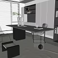 Study office computer desk 3d model
