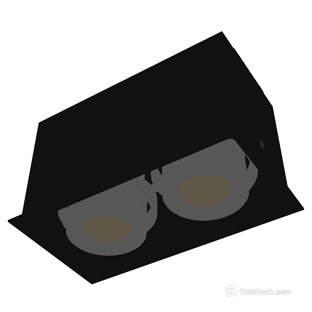 Two Modern Downlights and Spotlights with Black Housing and Silver Lampshades 3d model 