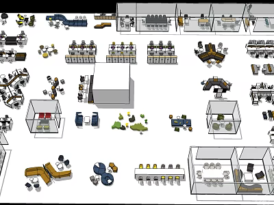 Various Modern Office Desk Designs With Wooden Tops And Metal Frame Storage 3d model