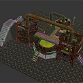 Industrial Building With Large Pipes Circular Yellow Liquid Tanks And Metal Framework