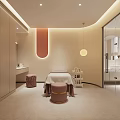 Modern SPA Room Interior With Massage Bed And Round Stool 3d model