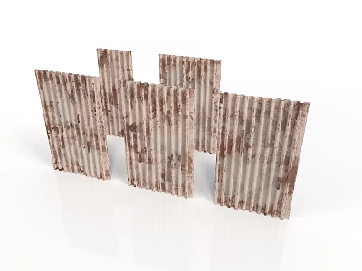 Rusted Corrugated Metal Sheets With Textured Surface And Industrial Design 3d model