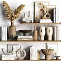 Modern Minimalist Decorative Ornament Set With Dried Pampas Grass Sculptural Figurines And Ceramic Vases