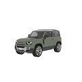 Green SUV Exterior Design With Silver Wheels Rear Spare Tire And Front Headlights