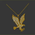 Elegant Golden Eagle Pendant Necklace Adorned With Sparkling Diamonds On Chain