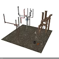 Copper And White Metal Equipment With Pipes Brackets And Mechanical Parts