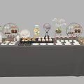 Stylish Coffee Break Area With Gray Tablecloth Desserts Cups And Decorative Flowers