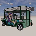Green And White Ice Cream Food Truck With Transparent Window And Decorative Waves