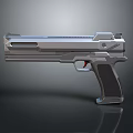 Futuristic Silver Gray Pistol With Streamlined Metallic Design And Ergonomic Grip