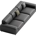 Modern Gray Leather Sectional Sofa with Decorative Cushions and Geometric Pattern 3d model