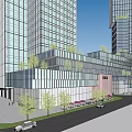 Modern High Rise Office Building With Glass Facade Twin Towers And Architectural Design