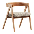 Modern Dining Chair With Wooden Frame And Herringbone Pattern Upholstered Seat
