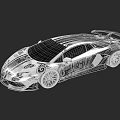 Stylish Silver Sports Car With Decorative Patterns Sleek Design Black Roof And Rear Spoiler
