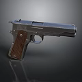 Vintage Metallic Pistol With Detailed Wooden Grip Isolated On Dark Background