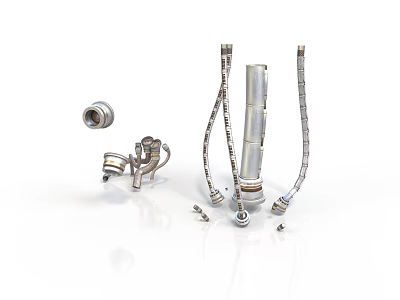 Industrial Mechanical Equipment Parts With Metal Pipes Connectors Screws And Hardware 3d model