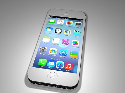 White Smartphone Home Screen Display With Various Colorful App Icons 3d model