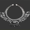 Silver Decorative Necklace With Intricate Beads Tassels And Ornate Design