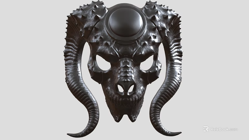 Unique Gothic Black Metal Horned Skull Design Jewelry Pendant Ornament 3d model 