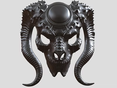 Unique Gothic Black Metal Horned Skull Design Jewelry Pendant Ornament 3d model