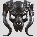 Unique Gothic Black Metal Horned Skull Design Jewelry Pendant Ornament