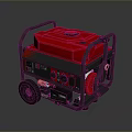 Red Portable Generator With Black Frame Wheels And Control Panel For Outdoor Power Supply