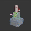 Military Weapon Turret System with Cylindrical Top and Square Base Structure 3d model