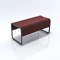 Modern Maroon Woven Fabric Ottoman Bench with Black Metal Frame and Minimalist Design