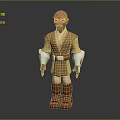 Game And Movie Character Bald Headed Brown Robe White Sleeves Red Belt Brown Boots