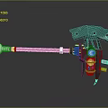 Mechanical Axe Design With Wooden Handle Metal Head Yellow Gears And Spring Components