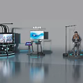 Modern Virtual Reality Experience Center With VR Headsets And Interactive Stations 3d model