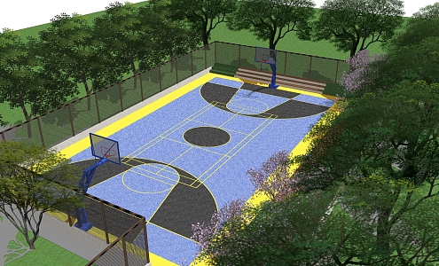 modern basketball court 3d model