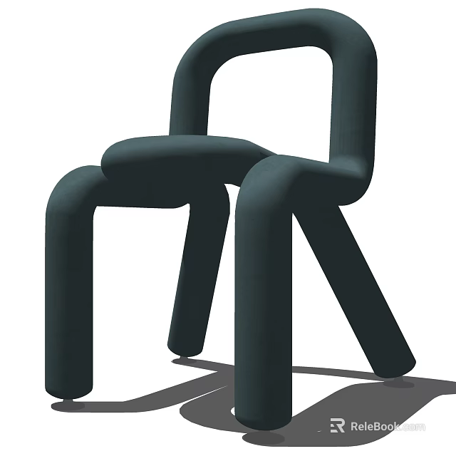 Modern Curved Arm Leisure Chair With Streamlined Design And Dark Green Upholstered Seat 3d model 
