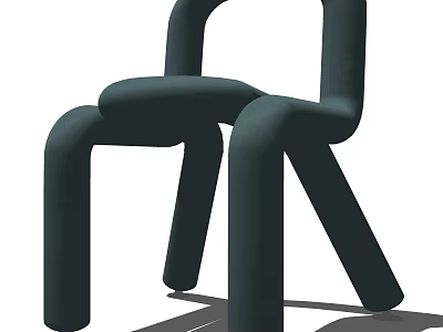 Modern Curved Arm Leisure Chair With Streamlined Design And Dark Green Upholstered Seat 3d model