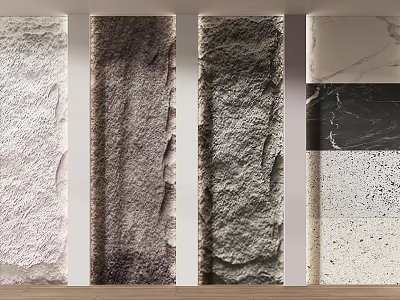 Diverse Textured Background Wall Samples Featuring Natural Stone And Marble Finishes 3d model