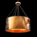 Elegant Gold Metal Cylindrical Chandelier With Textured Surface And Warm Light Design