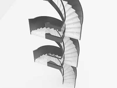 Spiral Staircase In Black And White Modern Architectural Design With Curved Steps 3d model