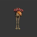 Cartoon Camel Game Character with Red Saddle Green Belt and Spiral Decoration in Animated Style