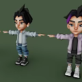 Cartoon Game Movie Characters With Stylish Hairstyles Different Outfits And Extended Arms