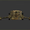Military Artillery Gun with Camouflage Pattern Wheels and Long Barrel