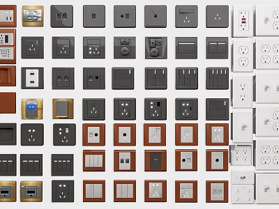 Various Switch Panels For Home Interior With Modern Designs And Colors 3d model