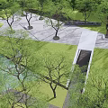 Residential Landscape Design With Lush Green Lawn Trees And Water Feature Pathway