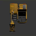 Yellow Construction Excavator 3D Model With Mechanical Arm Bucket And Operator Cabin