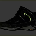 Black High Top Hiking Shoes With Yellow Accents And Durable Grip Sole For Outdoor Activities