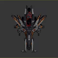 Futuristic Sci-Fi Spaceship Design With Sleek Structure And Vibrant Orange Details
